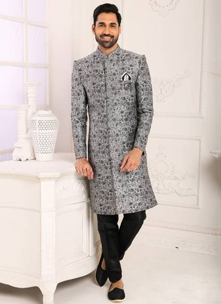 Light Gray Party Wear Mens Indo Western Collection 1164